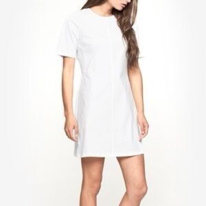 Theory Ivory Short Sleeve Fully Lined Cotton Dress. Size 10